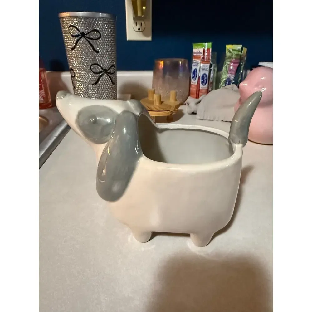 Ceramic dog flower pot